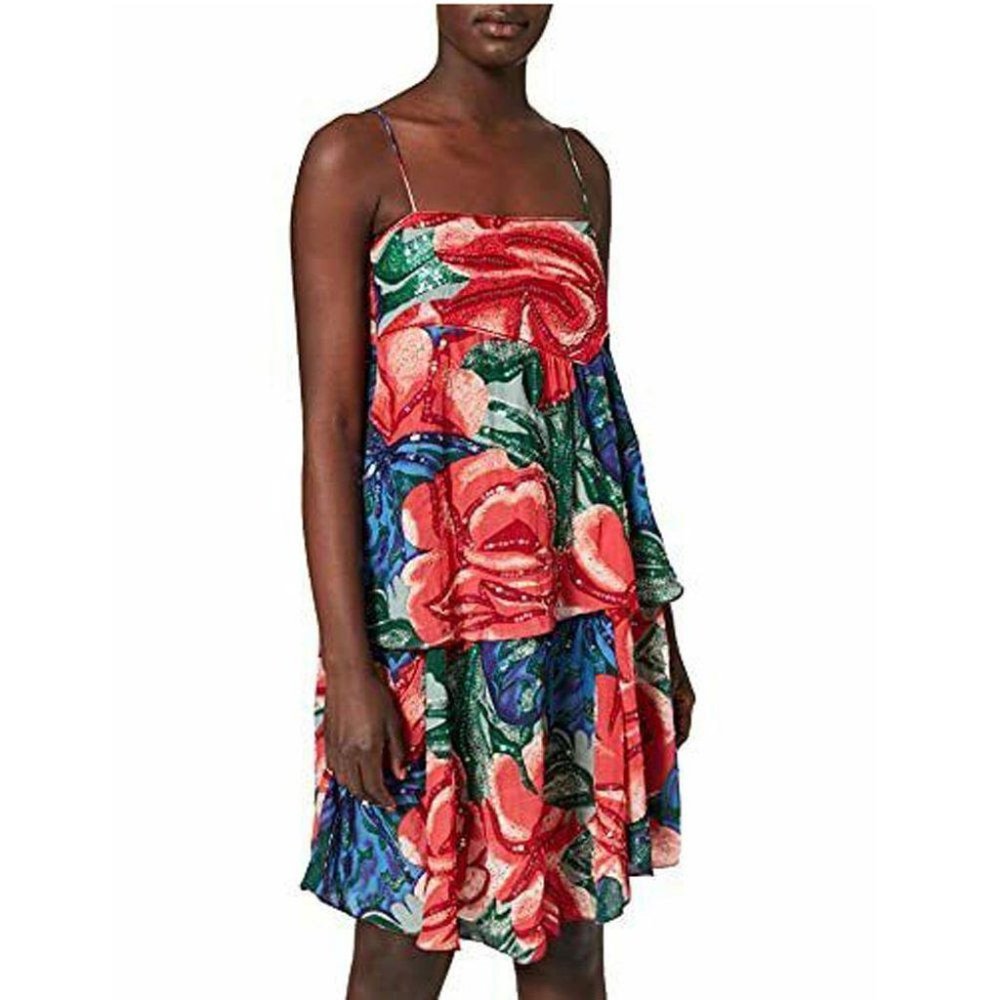 Hoss Intropia Anthropologie Sequin Embellished Slip Mini Dress Floral S